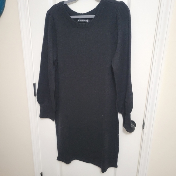 Black Button-Back Cable Sweater Dress - Picture 3 of 13